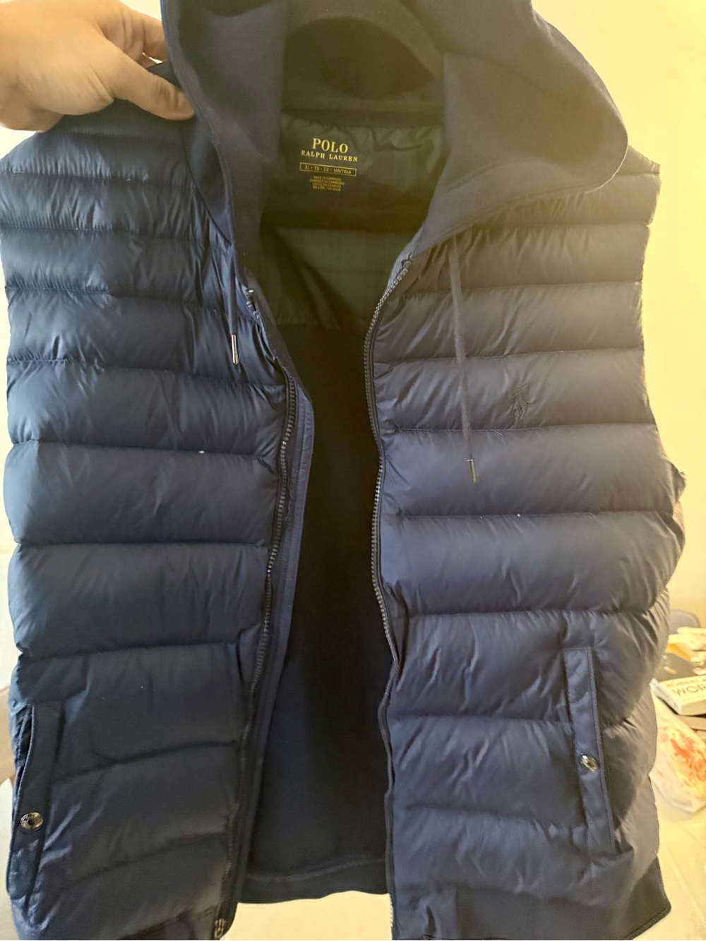 Polo by Ralph Lauren Men's Hooded Navy Quilted Puffer Vest